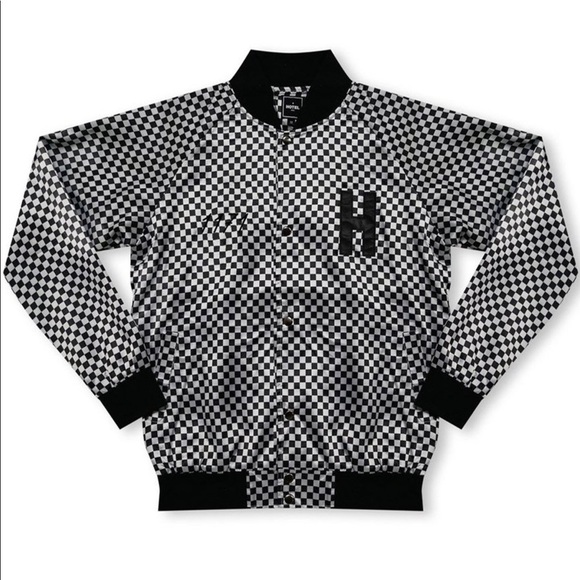 Hotel 1171 Classic Checkered Satin Bomber Jacket - Picture 2 of 8
